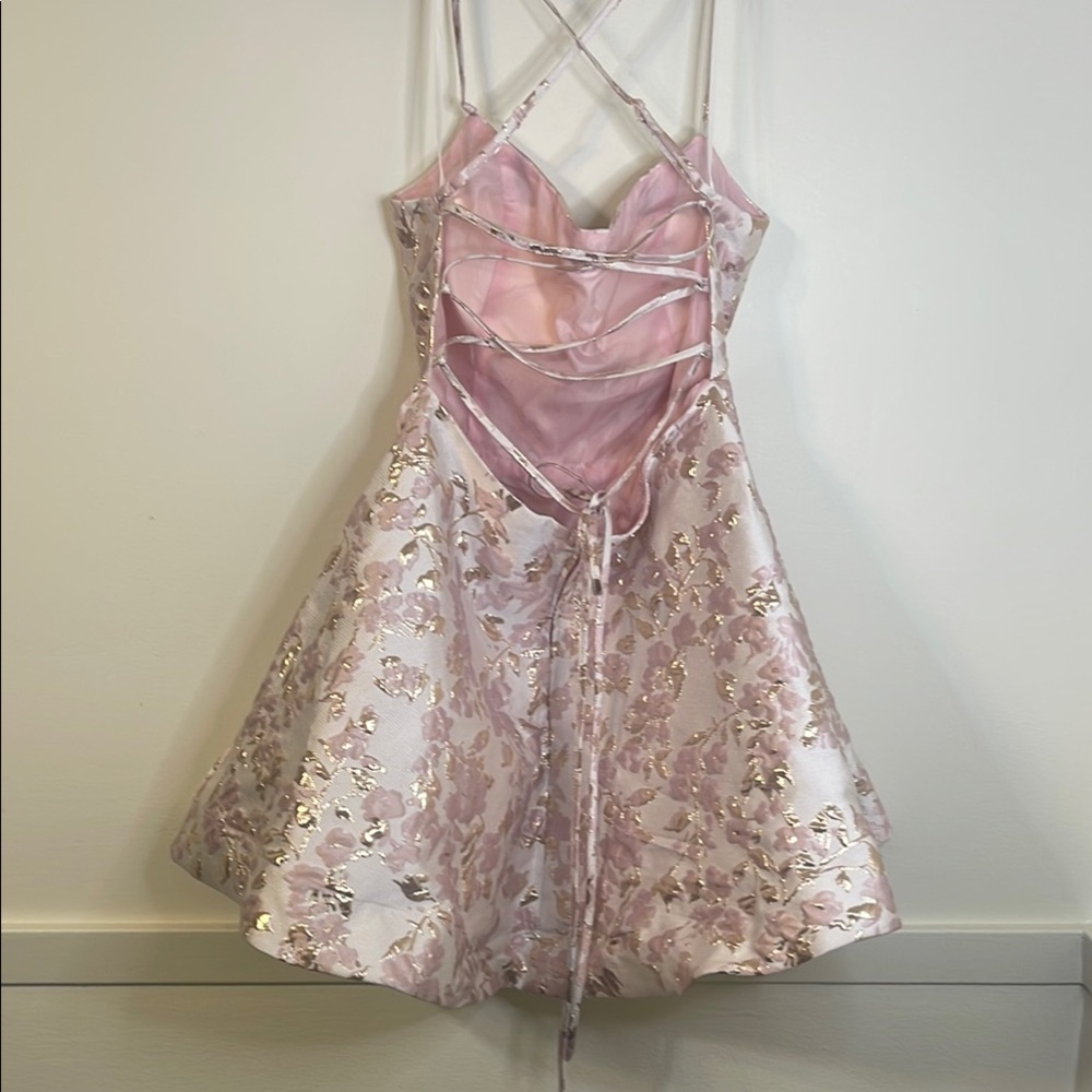 B Darlin Pink and White Sweetheart A-Line Prom Dress - Picture 2 of 7